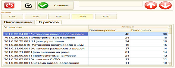 Интерфейс мастера «Контроль БТК», закладка «В работе»