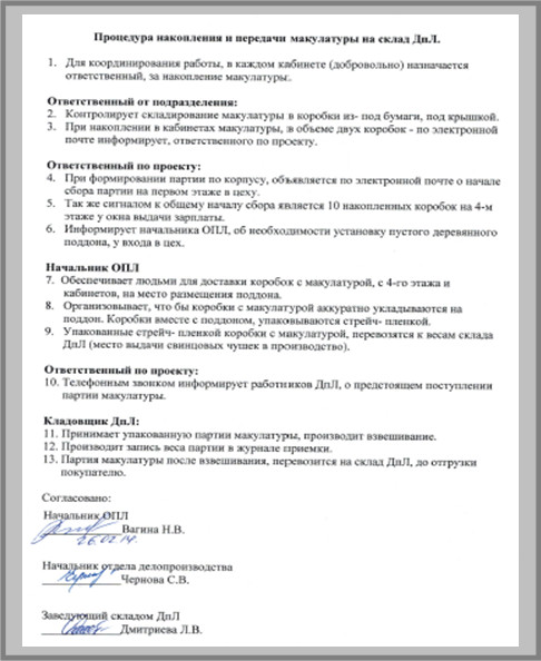 Стандарт сбора макулатуры